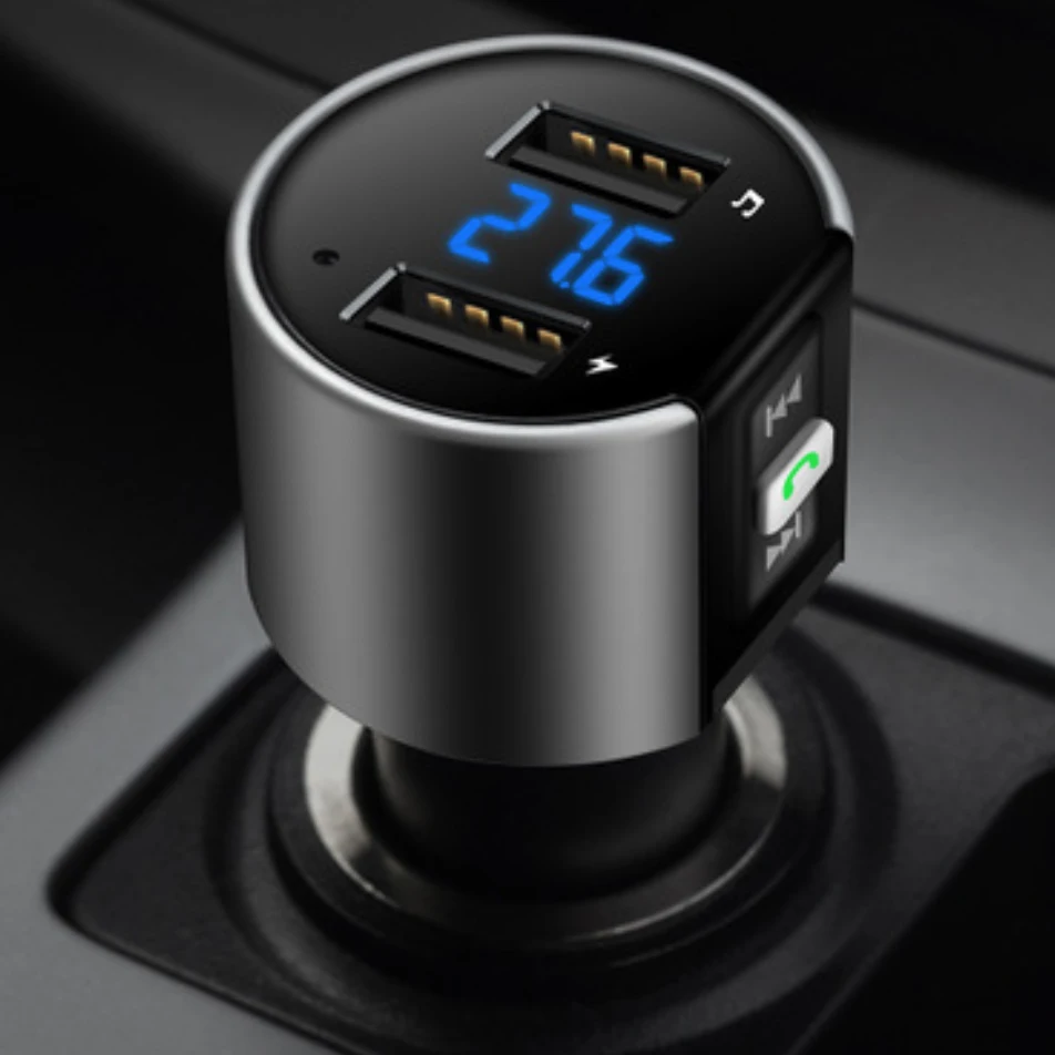 FM трансмиттер с Bluetooth для музыки автомобильное зарядное устройство 2 портовые USB