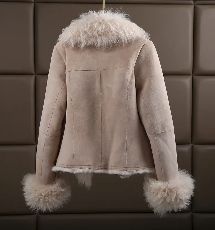 OFTBUY, зимняя куртка для женщин, настоящее двустороннее меховое пальто, натуральная монгольская овечья шерсть, парка, Байкерская уличная одежда, винтажная мода