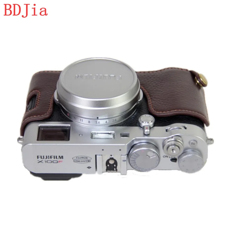 Натуральная Воловья кожа корпуса для половины камеры база Fujifilm X100F с отверстием