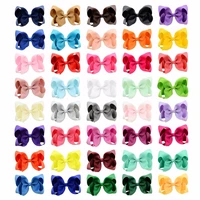 40pcslot 4 inch girl bows with kids boutique solid ribbon bows hairpin windmill hair clip hair accessories 612