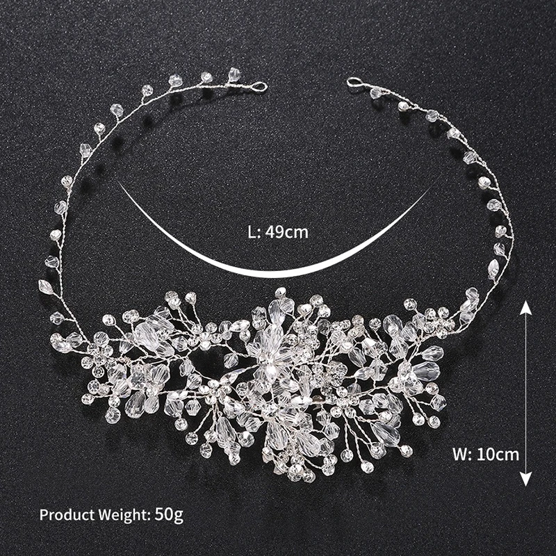 100% Handmade Sparkling Crystal Wedding Hair bands Soft Headband Women Party Jewelry Accessories | Украшения и аксессуары