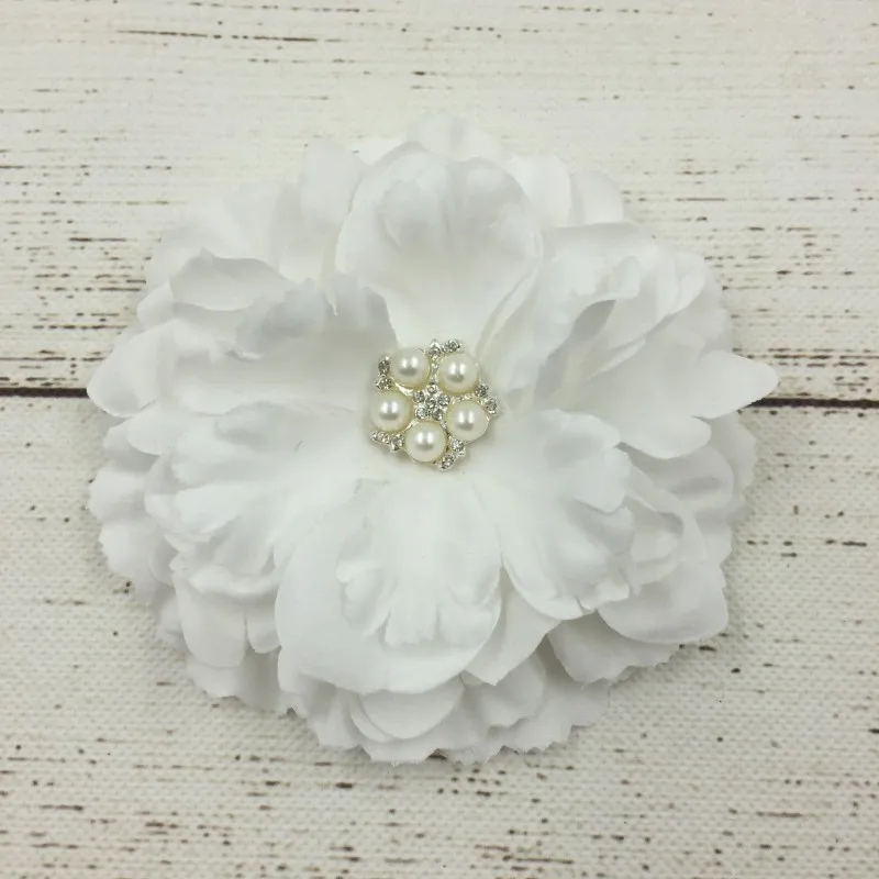 

120pcs/lot 11CM 4 Colors Newborn DIY Chic Shabby Artificial Shaped Fabric Hair Flowers With Decorative Button For Baby Headband