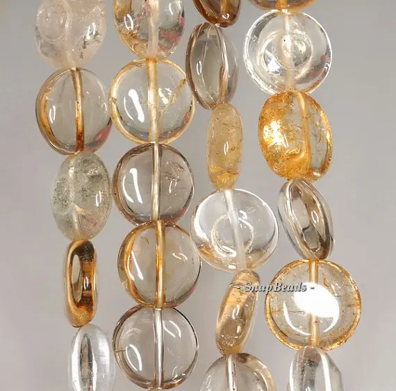 12 мм цитрин горный дымчатый микс кристаллов кварца плоские круглые бусины 7 5