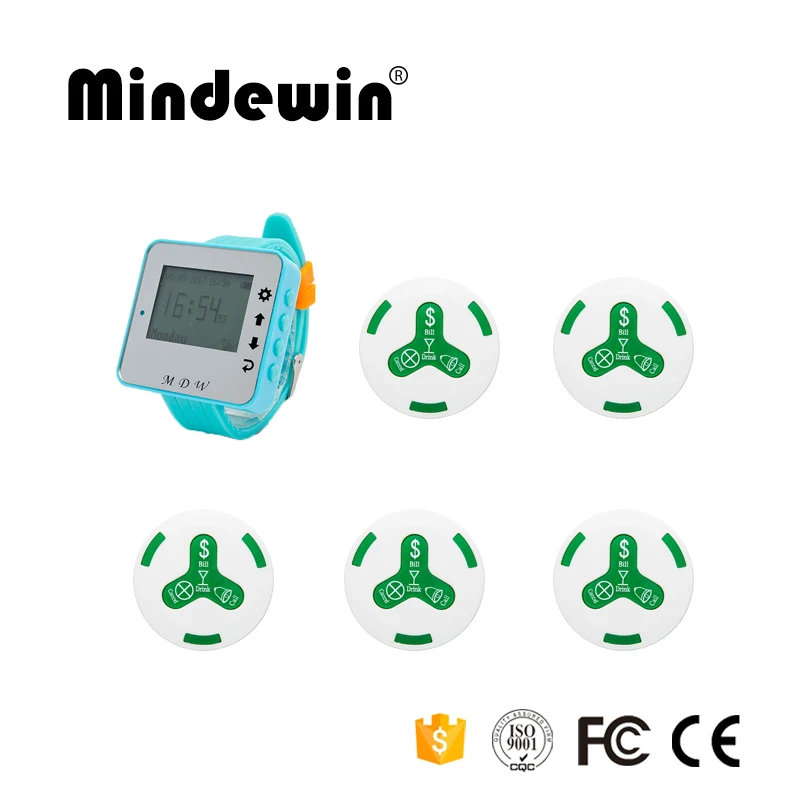 Mindewin 2017 самый дешевый 1 шт. телефон-приемник и 5 беспроводная система вызова |
