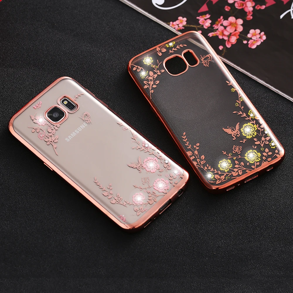 KISSCASE Алмазный чехол для samsung Galaxy A5 A3 A7 2016 роскошный блестящий цветочный Note 5 4 3