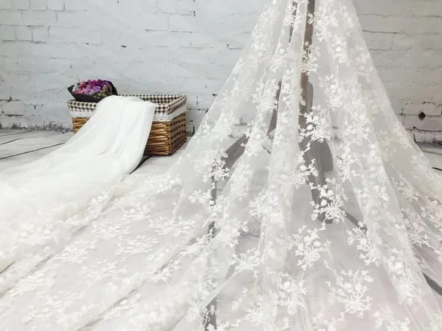 1 white Высокое качество 1 ярд/2 ярд чистая кружевная французская вуаль гипюр Тюлевая сетчатая кружевная ткань для свадьбы нигерийские вечерние платья аксессуары - Цвет: 1 white