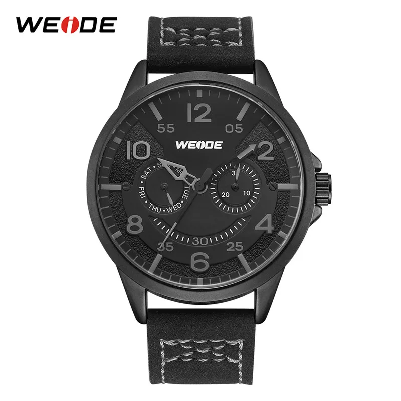 All Black WEIDE Роскошная модная модель Мужские Аналоговые кожаные спортивные армейские военные кварцевые мужские наручные часы - Цвет: All Black