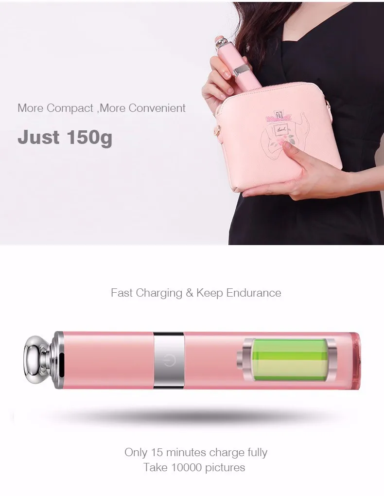 

Fashion Lipstick Aluminum Bluetooth Wireless Selfie Stick for iPhone 7 plus 6 6s iOS Samsung Android Huawei Smartphone