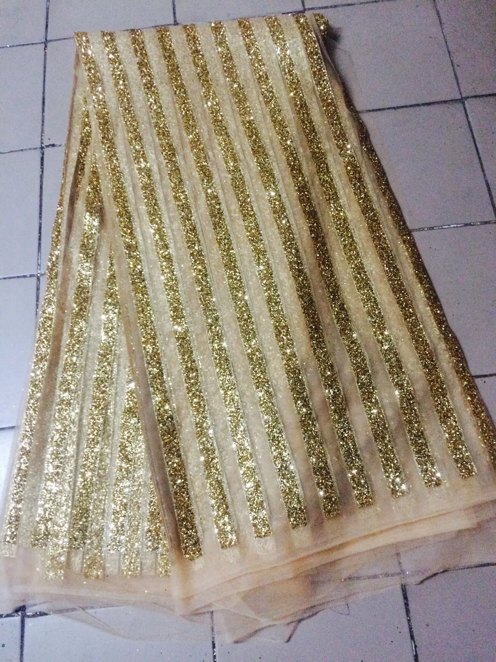 French net Lace Fabric DiuDiu-030 with glitter good Quality African gold Tulle | Дом и сад