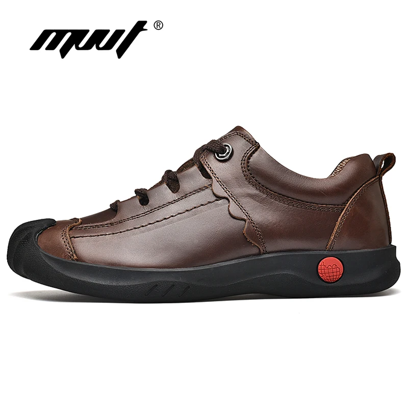 Мужские кожаные туфли MVVT Повседневная Уличная обувь из натуральной воловьей