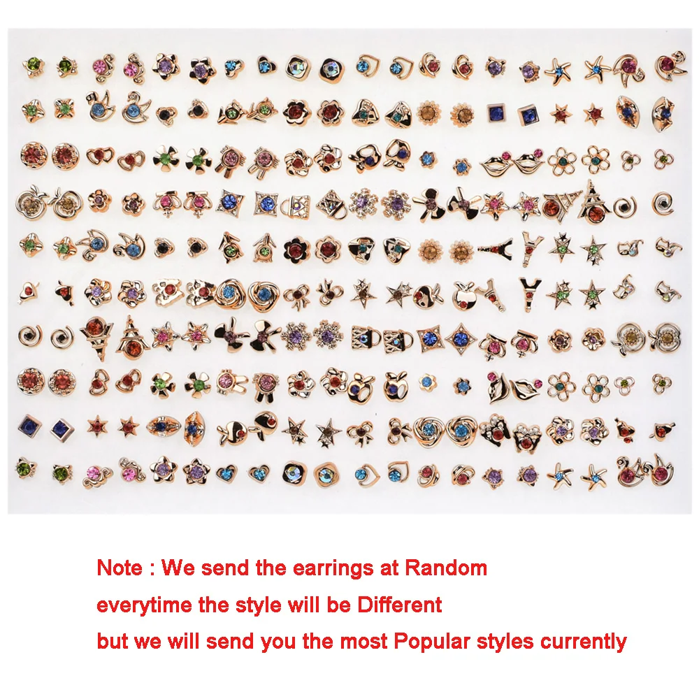 100 пар/компл. Золотой Серебряный цвет Кристалл Сплав маленькие серьги гвоздики