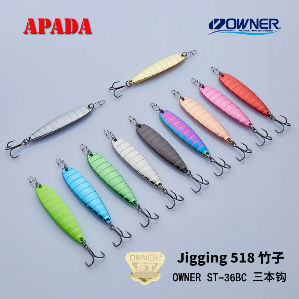 

APADA Jigging 518 бамбуковый усиленный тройной крючок + перо 12 г 60X13X5 мм рыболовные приманки для окуня Многоцветный Металлический цинковый сплав