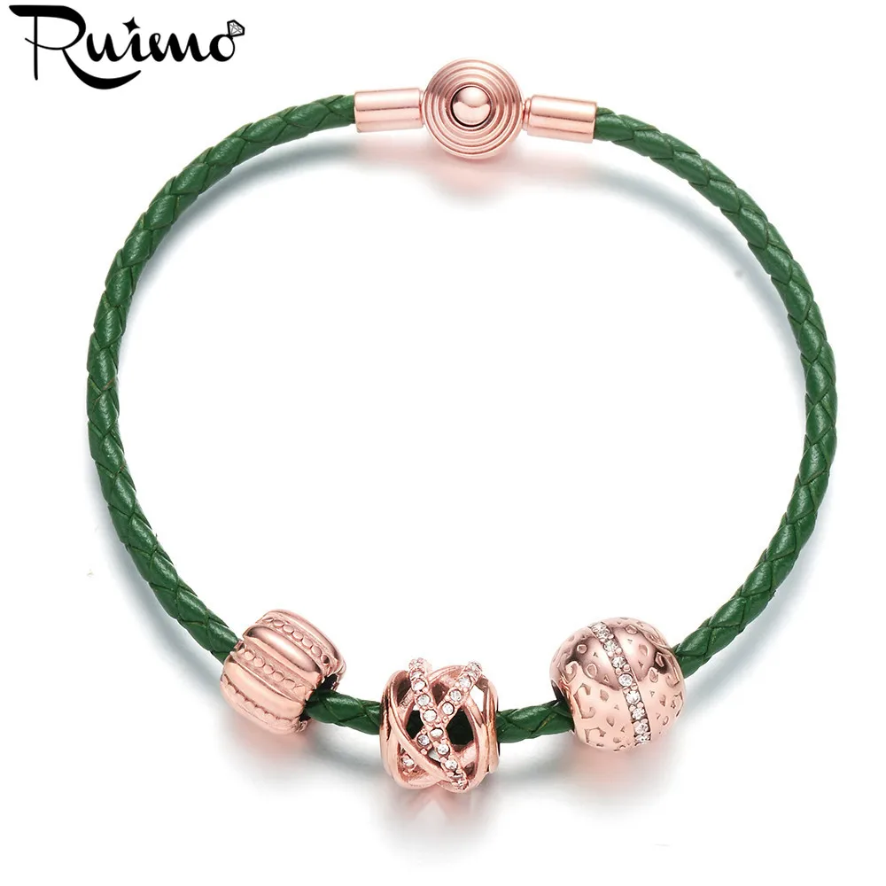 Женская веревочная цепочка RUIMO браслет из розового золота с кристаллами