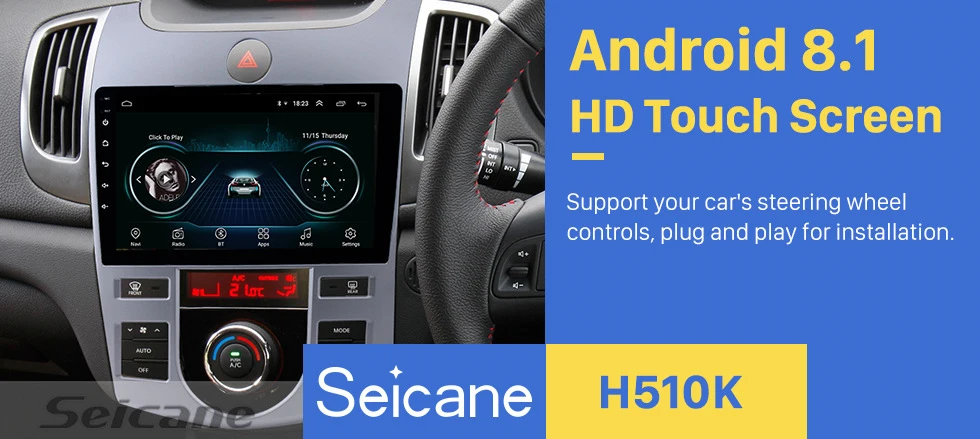 Seicane 9 дюймов Android 8,1 2DIN автомобильный радиоприемник с навигацией GPS мультимедийный плеер для 2008 2009 2010 2011 2012 KIA форте(AT) Wif 3g