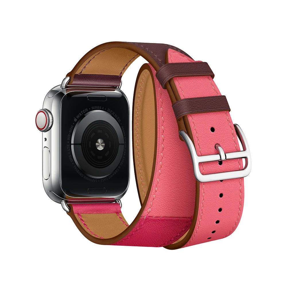 Двойной кожаный ремешок для apple watch band браслет 5 4 3 44 мм 40 correa iwatch 42 38 наручных