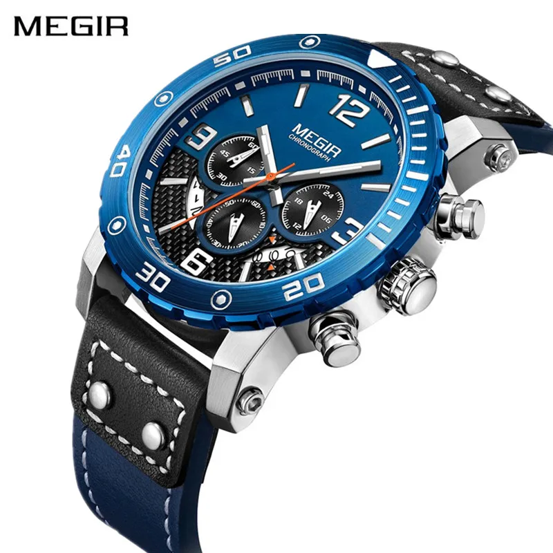 Reloj Hombre MEGIR мужские s часы лучший бренд класса люкс спортивные хронограф с большим