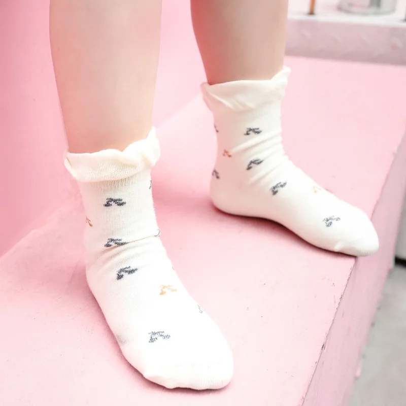 SLKMSWMDJ/Новые весенне осенние хлопковые детские носки спортивные с бантом для