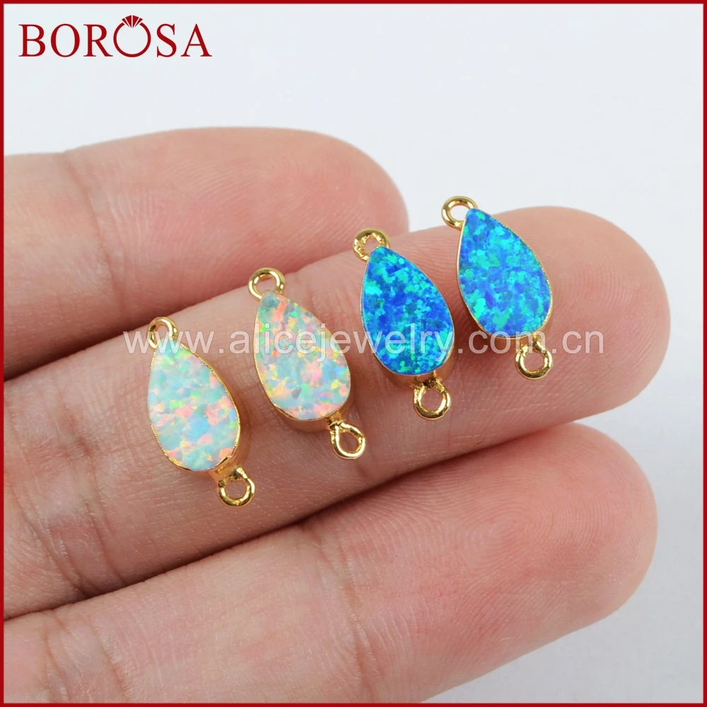 BOROSA 10 шт. новые каплевидные золотые японские опаловые соединители сделанные из
