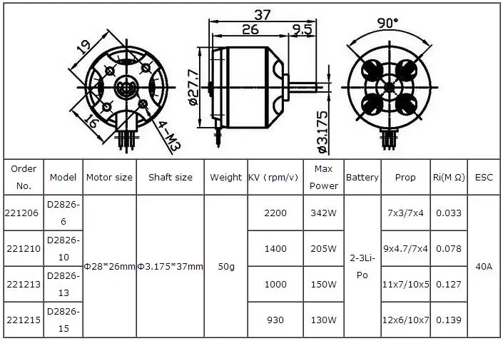 DYS D2826 2826 930KV 1000KV 1400KV 2200KV бесщеточный двигатель для RC Самолет с дистанционным управлением модель