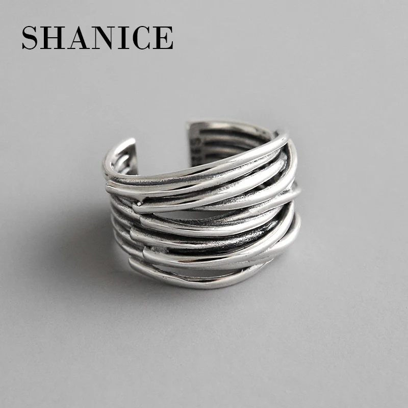 SHANICE, Корейская версия,, S925 Стерлинговое Серебро, Открытое кольцо, ретро стиль, нормкор, Многослойное Плетение и обмотка, Женское кольцо