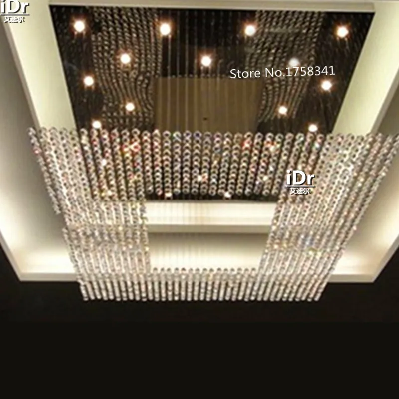 Новая квадратная Современная струнная большая Хрустальная люстра лобби