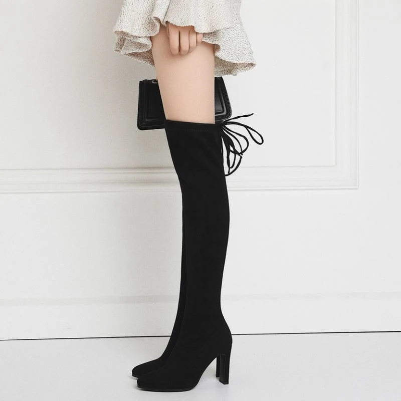 Taoffen Hot Sale New Arrival Stretch Boots Fashion High Heel Over The Knee Boots Women Winter Shoes Footwear Size 34-43