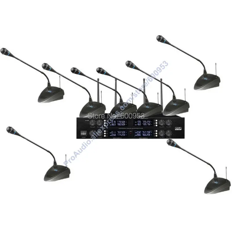 Высокая-конец UHF 8x50 каналов гусиной шее стол Беспроводной конференции Микрофоны Системы для конференц-зал