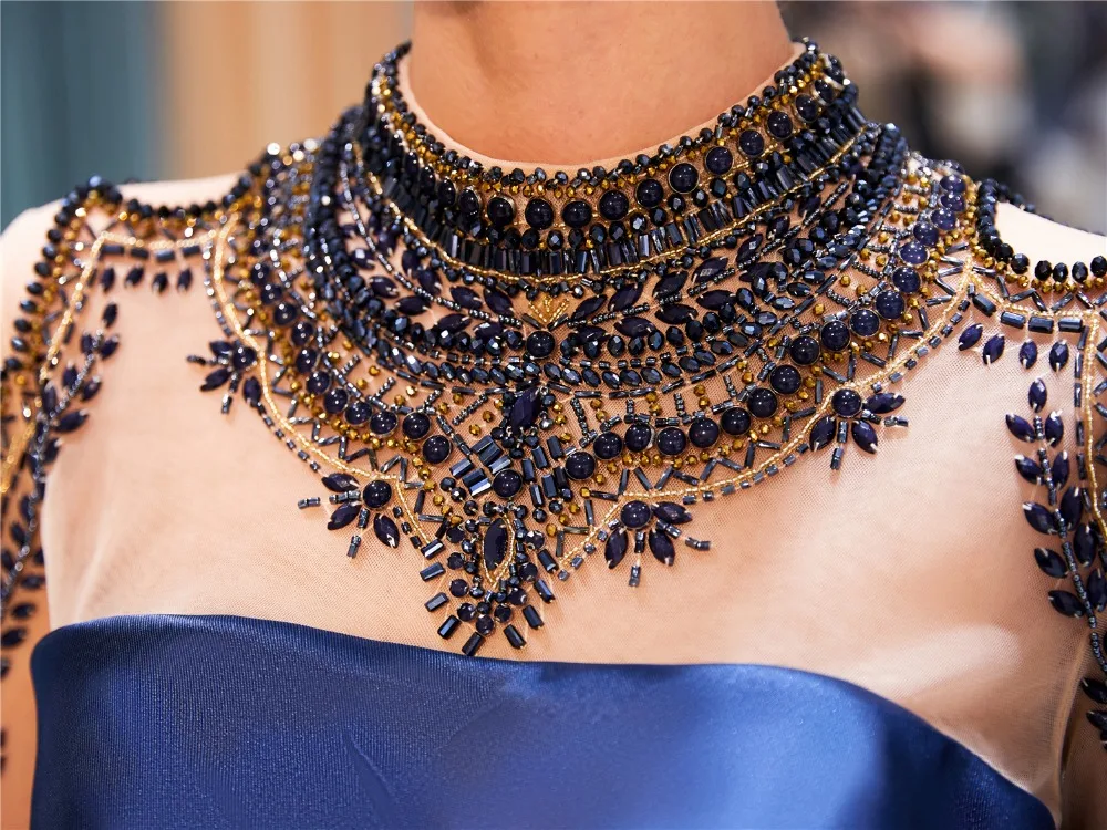 Платья с высоким воротом Forevergracedress ярко синие вечерние платья длинным рукавом и