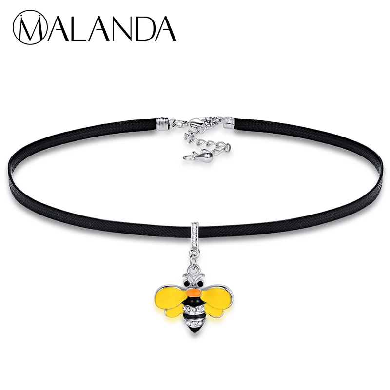 MALANDA Мода Большой пчелы Чокеры ожерелья для женщин кристаллы от Swarovski веревка