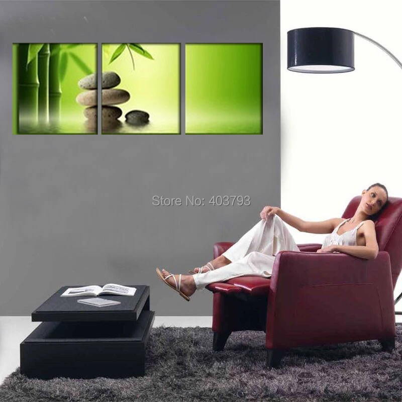 

Zen Stones & Bamboos wall art pictures 100% hand painted modern oil painting on canvas for home decoration No Frame