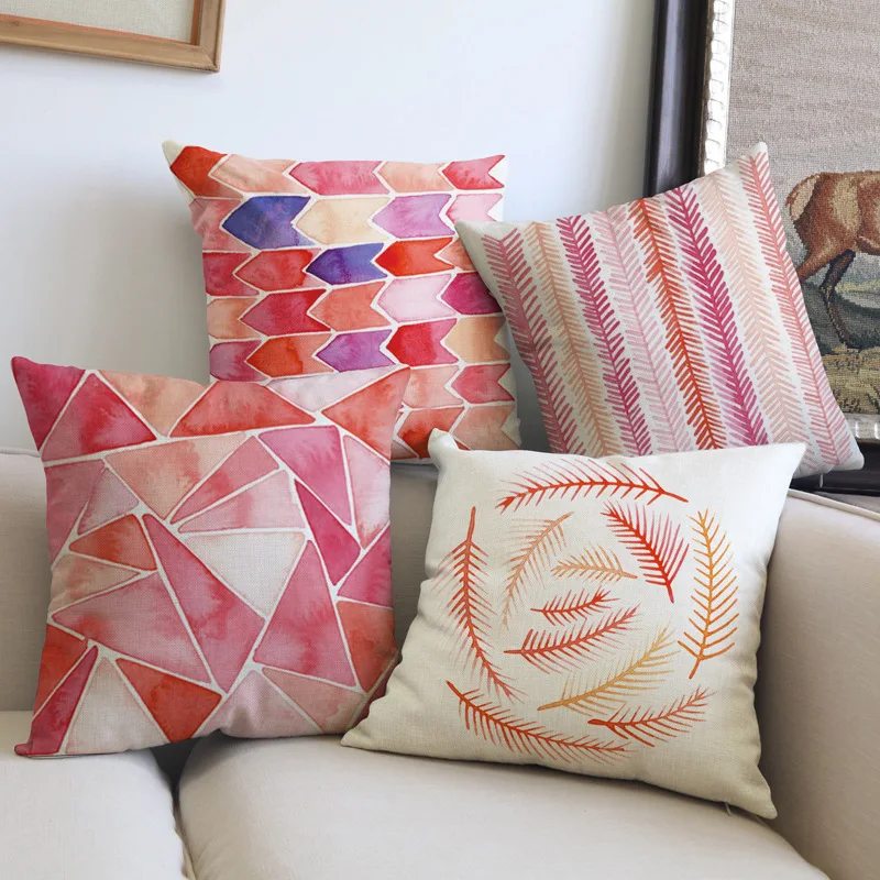 Европейская наволочка для подушки Минималистичная льняная с в виде листа