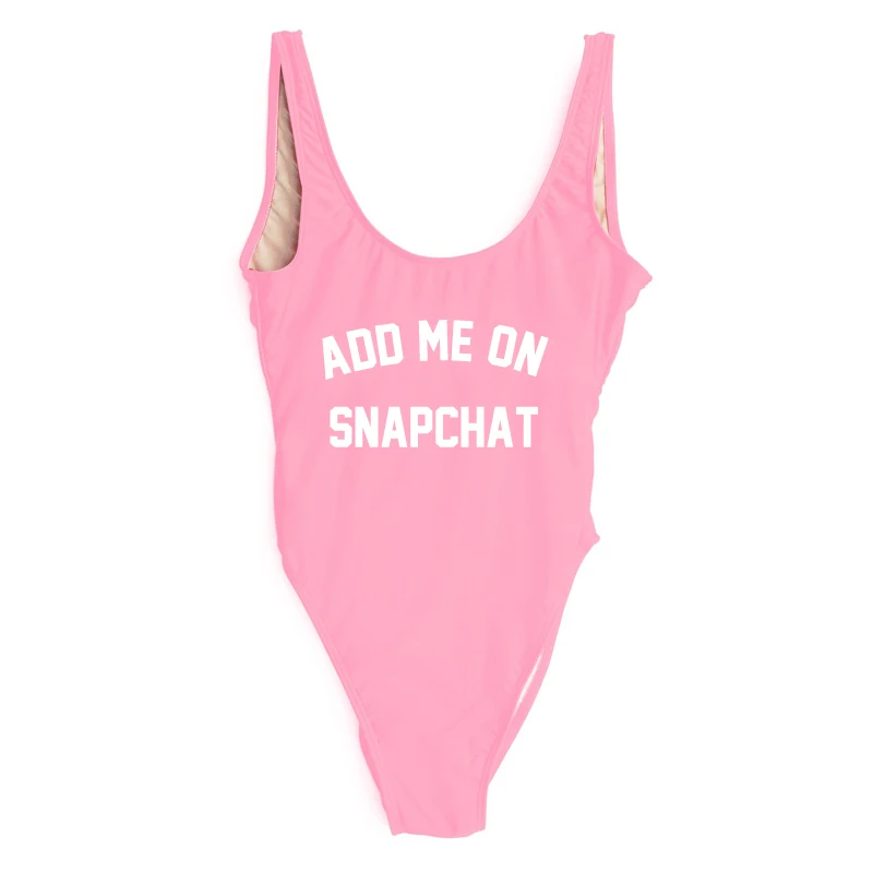 Слитный купальник новый с надписью Add Me On SNAPCHAT для женщин стринги купальный