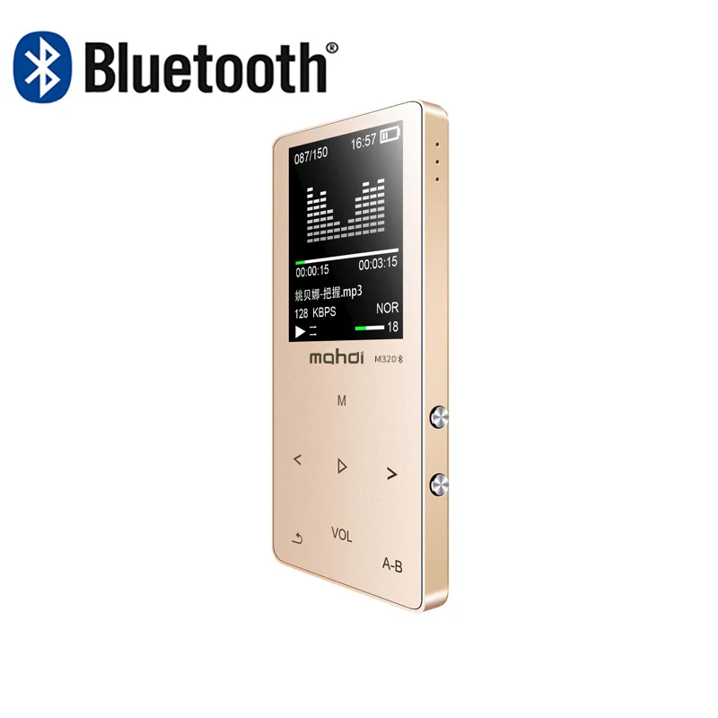 Металлический Bluetooth MP3-плеер 1,8 дюймов сенсорные клавиши fm-радио Запись голоса видео электронная книга тонкий музыкальный плеер без потерь Walkman - Цвет: Gold with Bluetooth