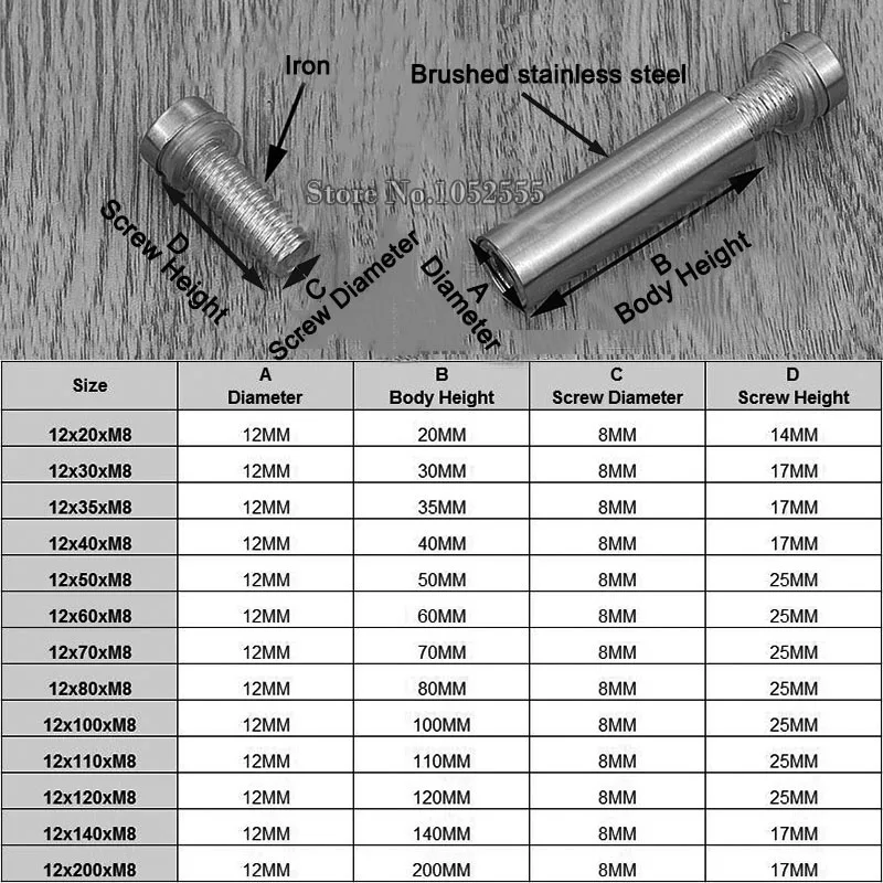 Абсолютно Новый 200 шт 12 мм * 30 M8 нержавеющая сталь двойная головка полый реклама