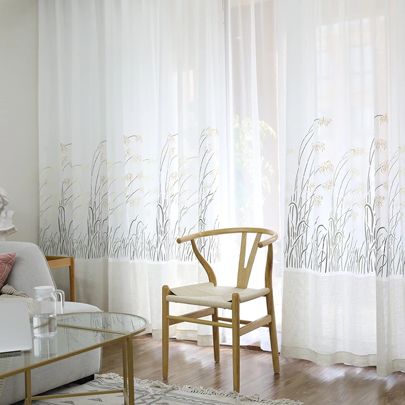 

Chicity Home Decor luxury Tulle Curtains For Living room Pastoral Style Embroidered Tulle for bedroom and kitchen customized