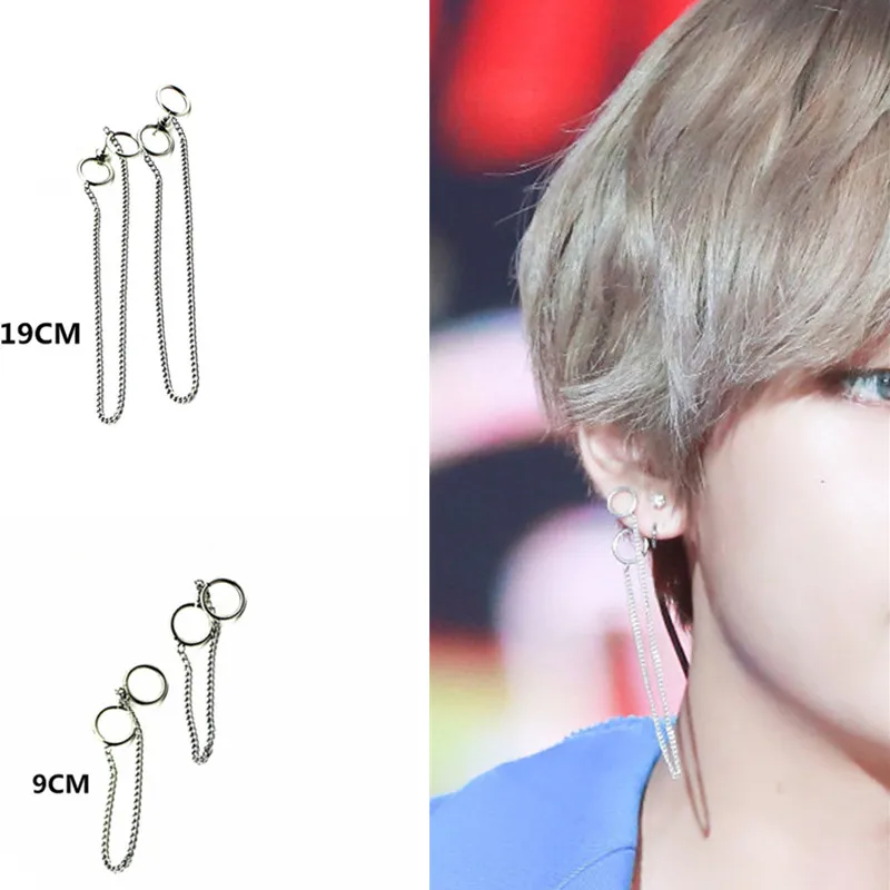 KPOP DNA Корейская V Мода Bangtan Kim Tae Hyung титановые серьги с кисточкой из нержавеющей стали ювелирные изделия