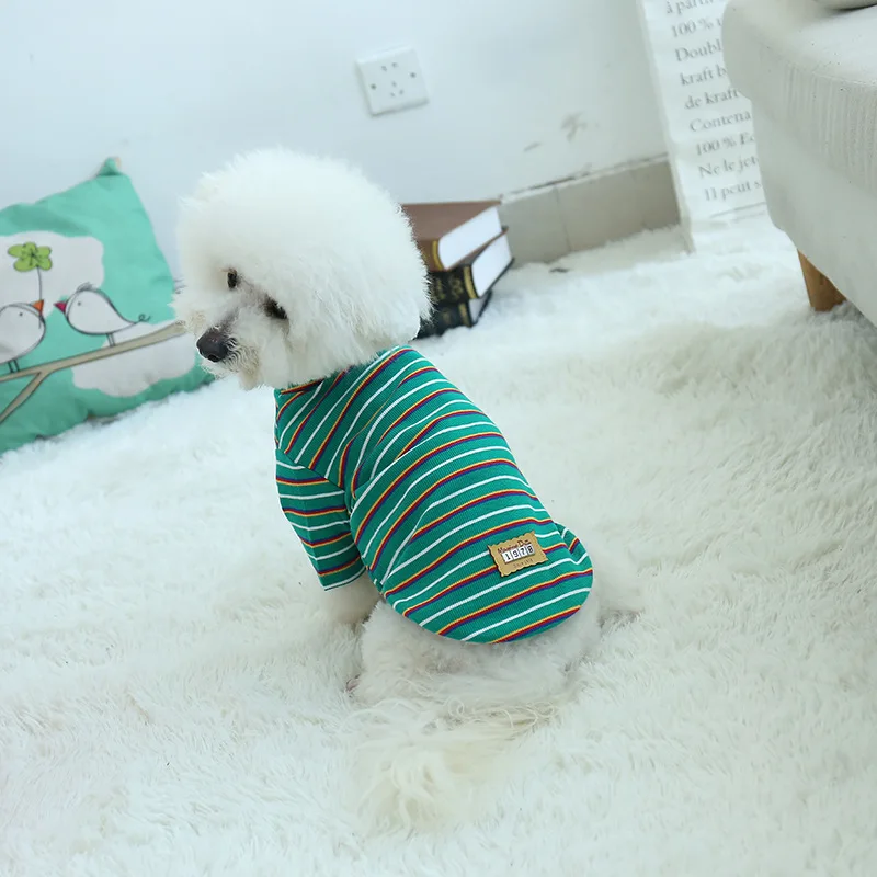 

Spring and summer pet clothes puppy cat stripe clothes suit cute cotton stretch stripes dog clothes