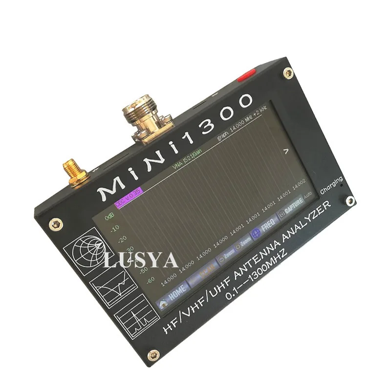 Lusya Mini1300 4,3 дюймовый сенсорный экран 0,1-1300 MHz HF VHF UHF ANT SWR антенна анализатор внутренняя батарея 5 В/1.5A 1,01 Версия прошивки