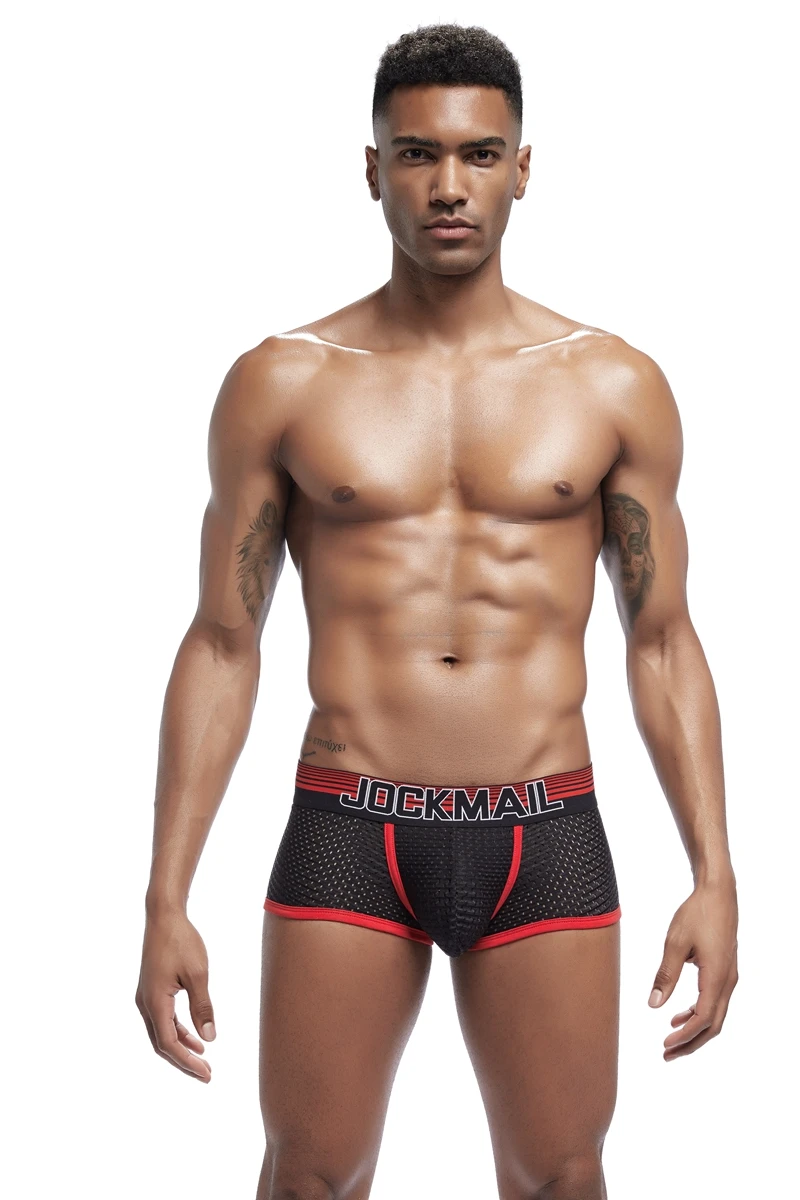 JOCKMAIL, новинка, нижнее белье для мужчин, боксеры, сетка, u-образный мешочек, сексуальные подштанники, Cueca, нейлоновые трусы, боксерские шорты для геев, мужские трусы