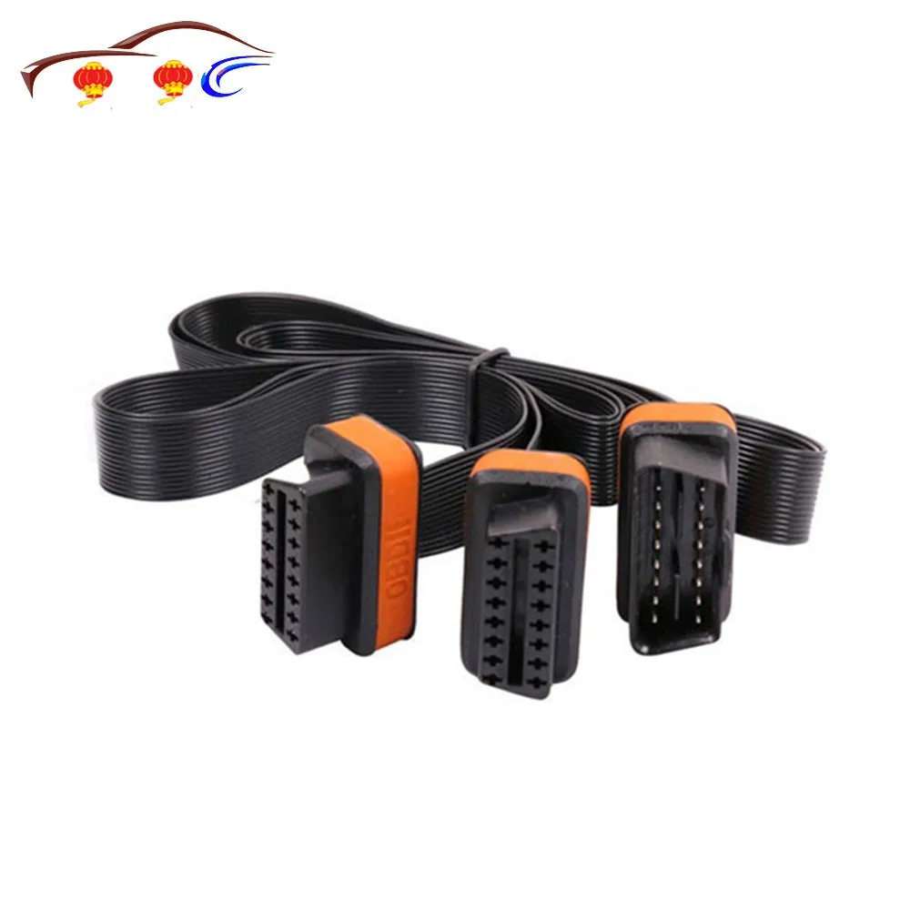 1 м плоский ультратонкий как OBD2 разветвитель кабеля для ELM327 16 контактный штекер