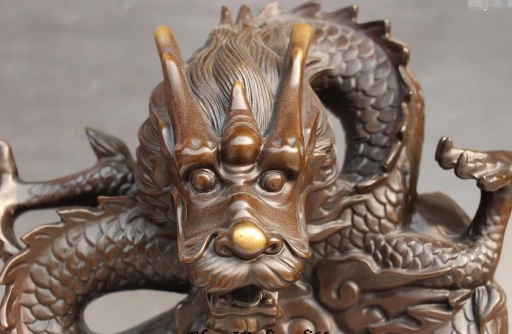 12 &quotКитайский Народный Бронзовый Фэншуй Зодиак Год Животных Fly Бог Дракон Статуя