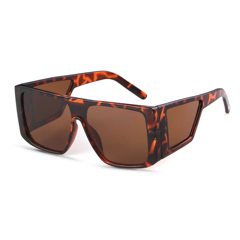 C3 leopard brown Longkeader, большая оправа, стимпанк, солнцезащитные очки, мужские, большие, модные, солнцезащитные очки, квадратные, зеркальные, мужские, Oculos Gafas de sol feminino, UV400 - Цвет линз: C3 leopard brown