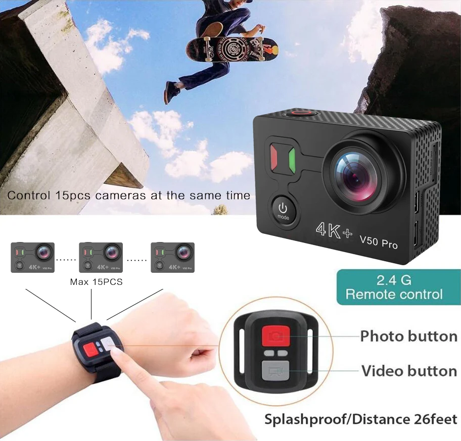 Новейшая Экшн-камера eken V50 Pro, чипсет Ambarella sony, сенсор 4K 30FPS, мотоциклетная камера, WiFi, водонепроницаемая Мини спортивная камера