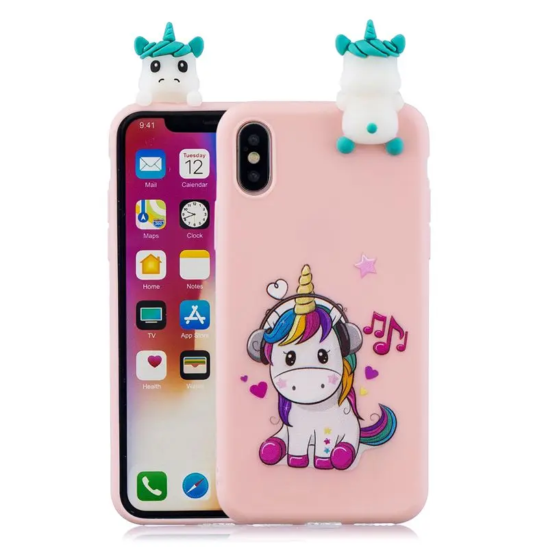 3D Kawaii Case for Coque iPhone XR 5 5S SE Etui Soft Silicone Cover on Funda 6 6S 7 8 Plus X XS Max |