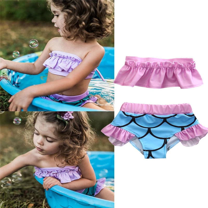 2017 купальный костюм для маленьких девочек купальник-бикини с оборками в виде