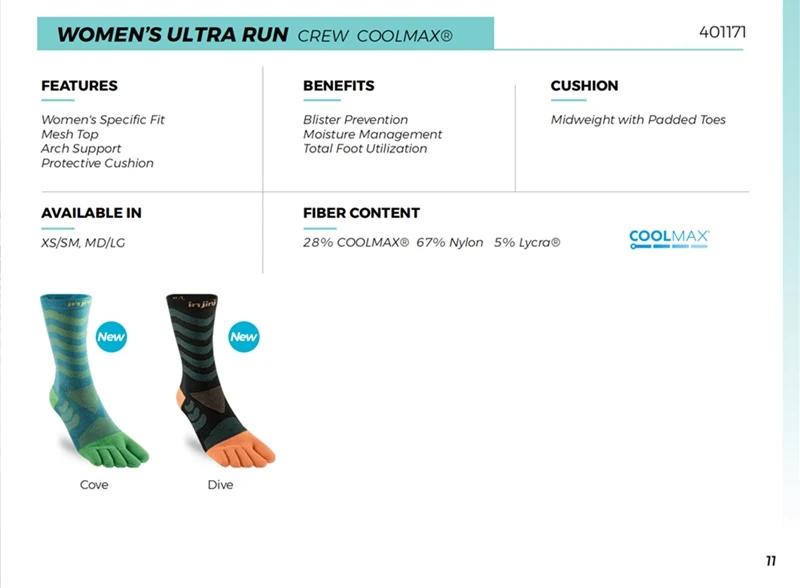 Injinji Toe socks ультра беговые Coolmax носки для бега с пятью пальцами женские