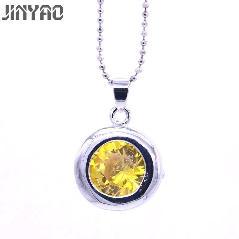 JINYAO Модный Круглый Кулон из циркона для женщин кулон белого золота ожерелье bijoux