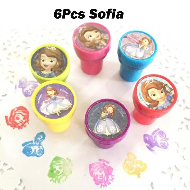 Круглый многоцветные весёлые 6/10/12 шт с милой пандой ребенка для скрапбукинга "сделай сам" для детей печать мультяшная Резина марки Скрапбукинг награда игрушка - Цвет: 6Pcs Sofia