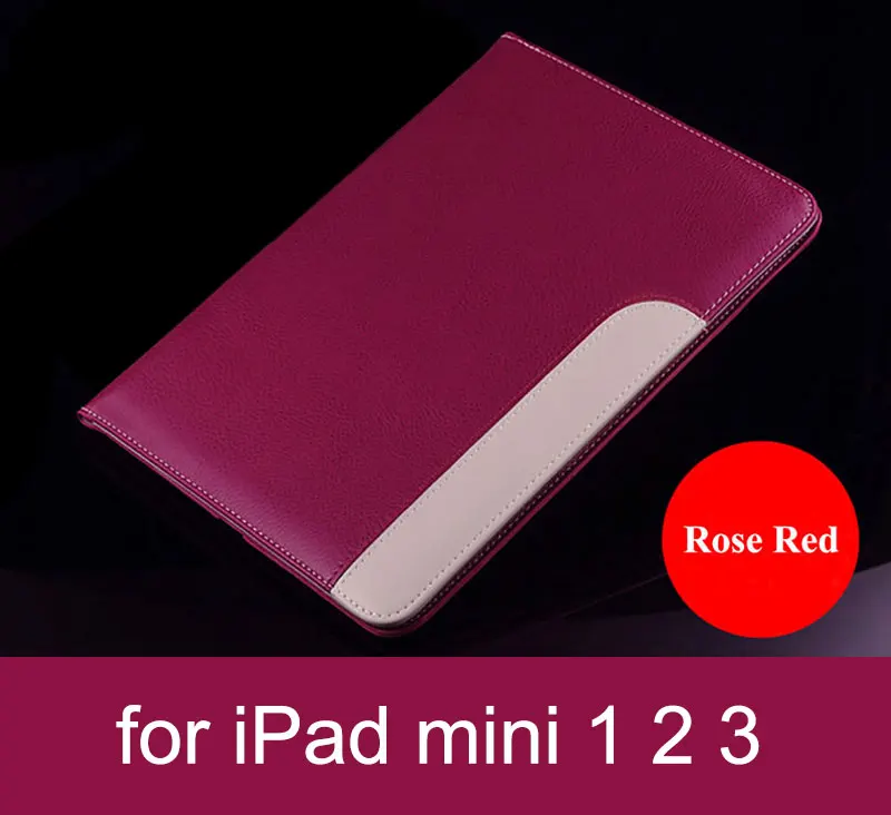 Для Apple iPad 2/3/4 чехол из искусственной кожи Бизнес Folio чехол для планшета Smart Cover Флип Стенд Защитный чехол для iPad Mini 1 2 3 Coque - Цвет: mini 123 rose red