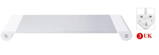 white UK plug Алюминий сплав настольный монитор Стенд пробел Нескользящая подставка для ноутбука Riser с 4 портами USB зарядка для iMac, MacBook Pro, MacBook Air - Цвет: white UK plug